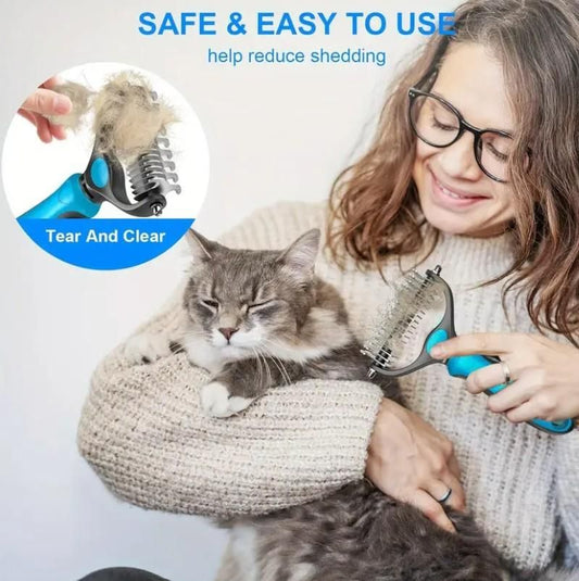 2-in-1 Deshedding Grooming Brush | Helps Reduce Loose Fur & Undercoat Build-Up