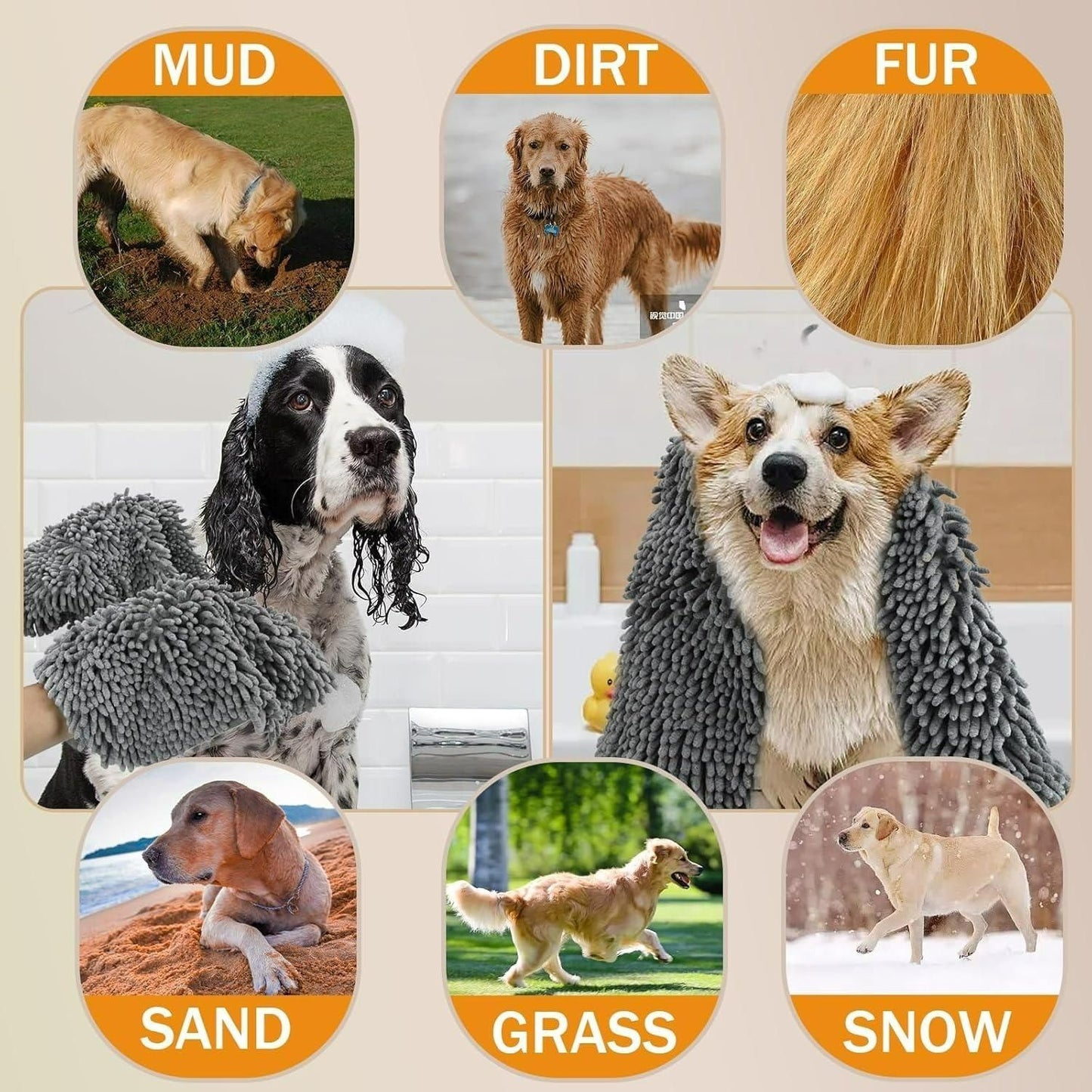 Quick Dry Microfiber Pet Towel | Faster Drying After Bath & Rainy Walks