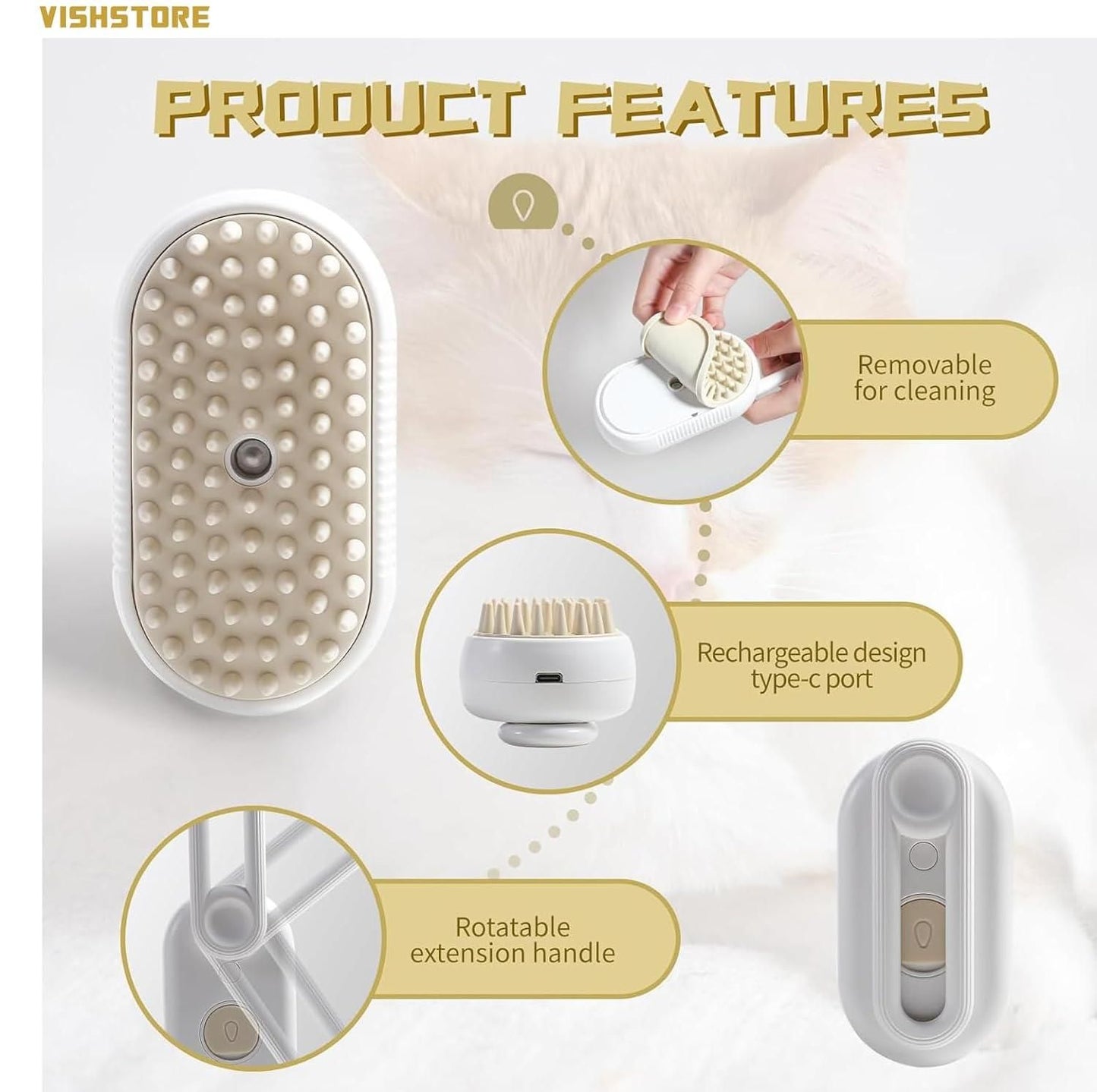 Steam-Assisted Grooming Brush | Smoother Brushing with Reduced Static