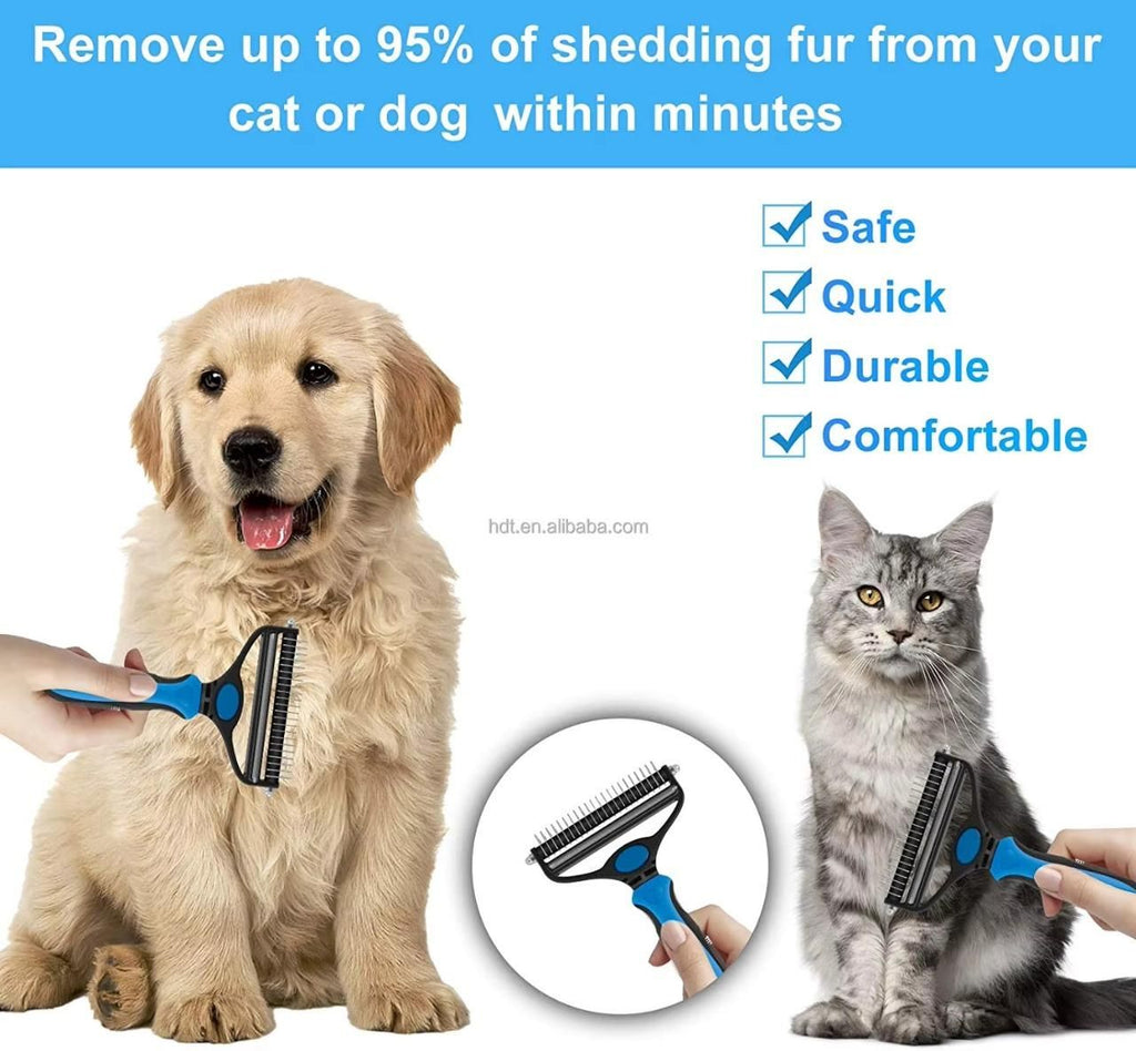 2-in-1 Deshedding Grooming Brush | Helps Reduce Loose Fur & Undercoat Build-Up