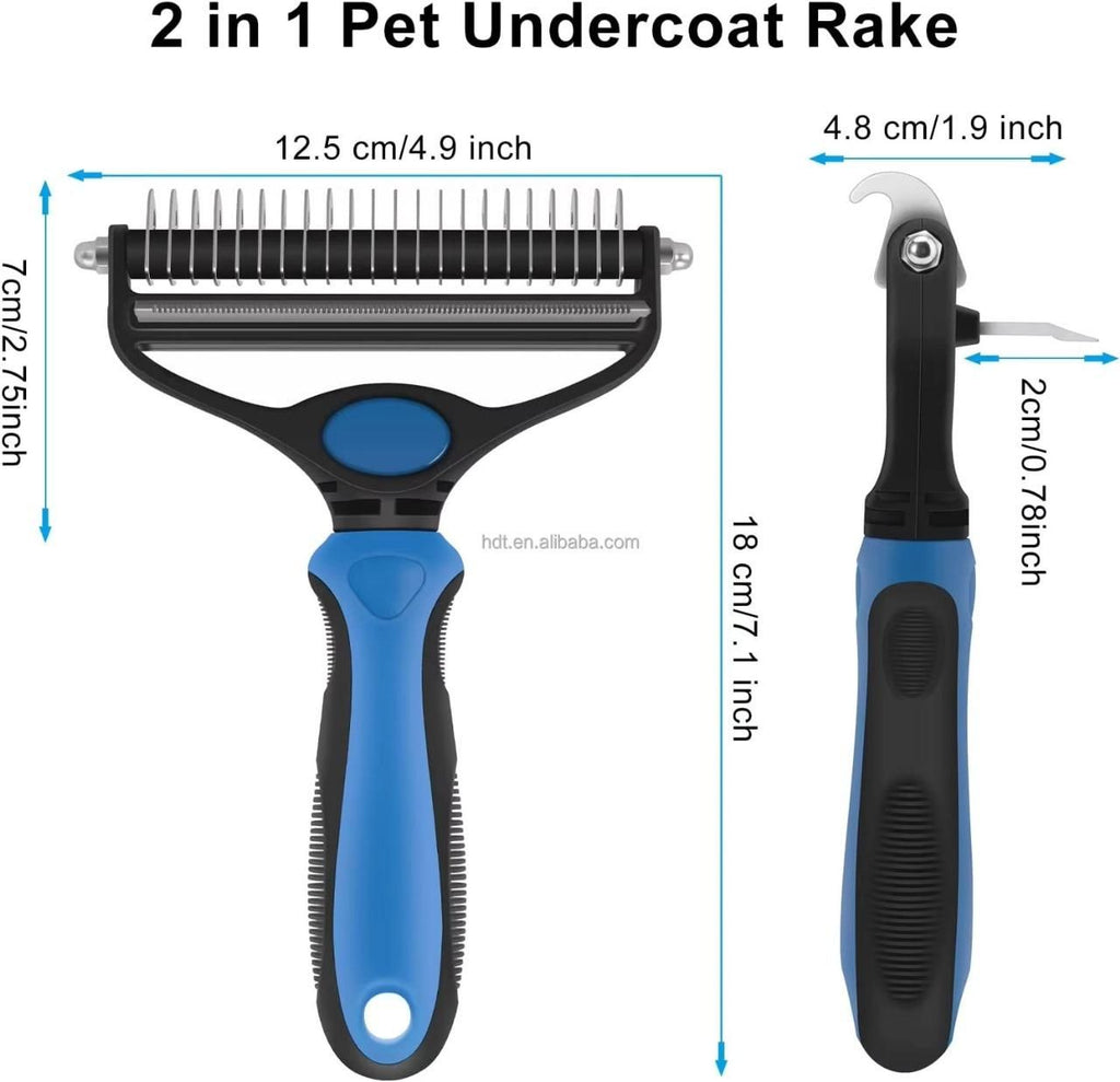 2-in-1 Deshedding Grooming Brush | Helps Reduce Loose Fur & Undercoat Build-Up
