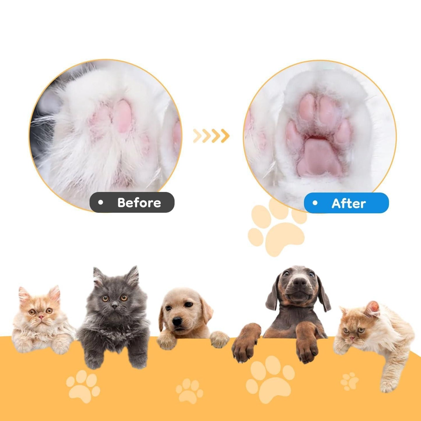 Precision Paw Hair Trimmer with LED | Safe & Controlled At-Home Paw Grooming
