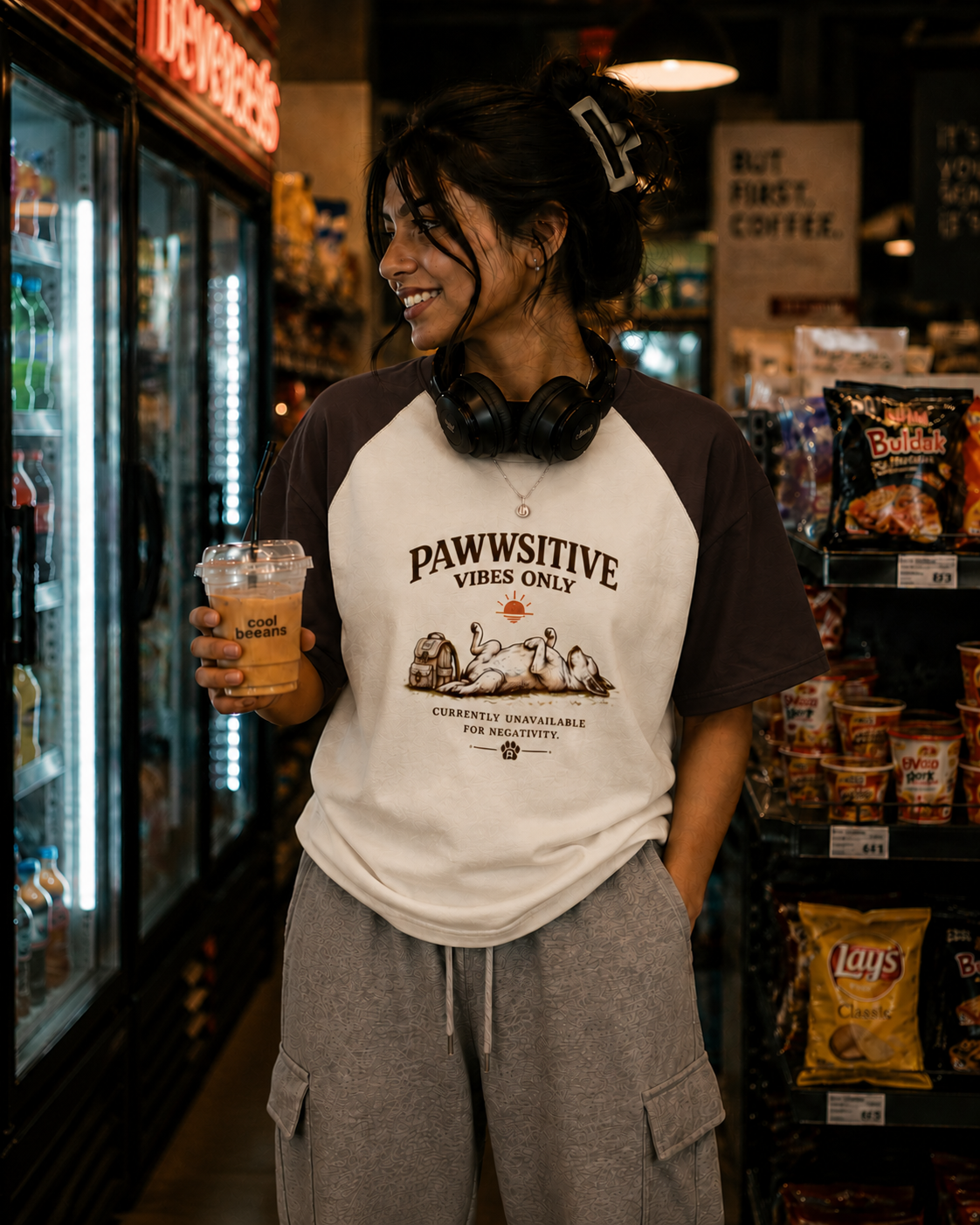 Pawwsitive Vibes Only | Premium Unisex Oversized Raglan